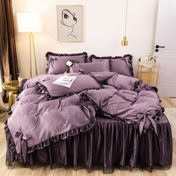 bedding sets set 4 pieces solid color duvet cover ruffle bedclothes include bedskirt 2pcs pillowcase comforter for kids/oceania
bedding sets set 4 pieces solid color duvet cover ruffle bedclothes include bedskirt 2pcs pillowcase comforter for kids/oceania