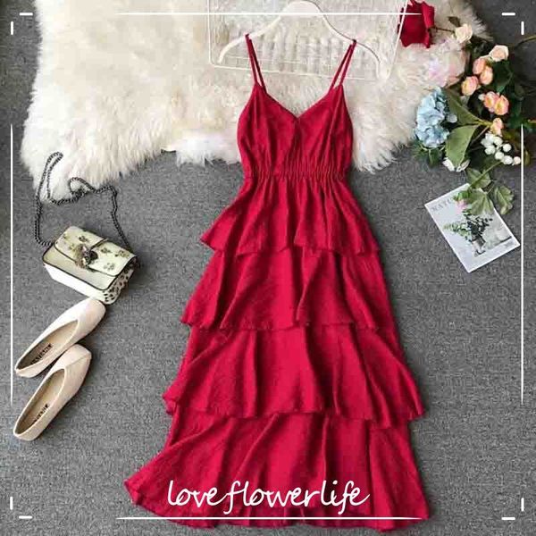 summer ruffled chiffon sling dress women slim v-neck strap sleeveless backless cake dresses bohemia beach long dress 210521, Black;gray
summer ruffled chiffon sling dress women slim v-neck strap sleeveless backless cake dresses bohemia beach long dress 210521, Black;gray