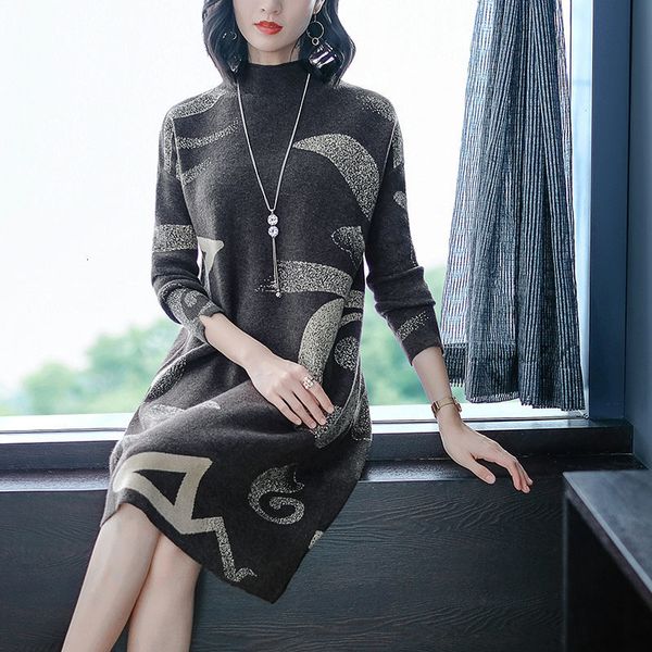 dress 020 autumn and winter women's clothes high neck long sleeve jacquard gowns knitted or crocheted ladies mid-length nightgown y344, Black;gray
dress 020 autumn and winter women's clothes high neck long sleeve jacquard gowns knitted or crocheted ladies mid-length nightgown y344, Black;gray