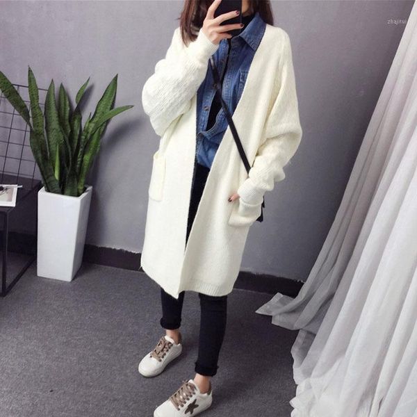 women's sweaters winter 2021 sweater jacket long style korean version of loose knitted cardigan languid breeze harajuku coat 5175, White;black
women's sweaters winter 2021 sweater jacket long style korean version of loose knitted cardigan languid breeze harajuku coat 5175, White;black