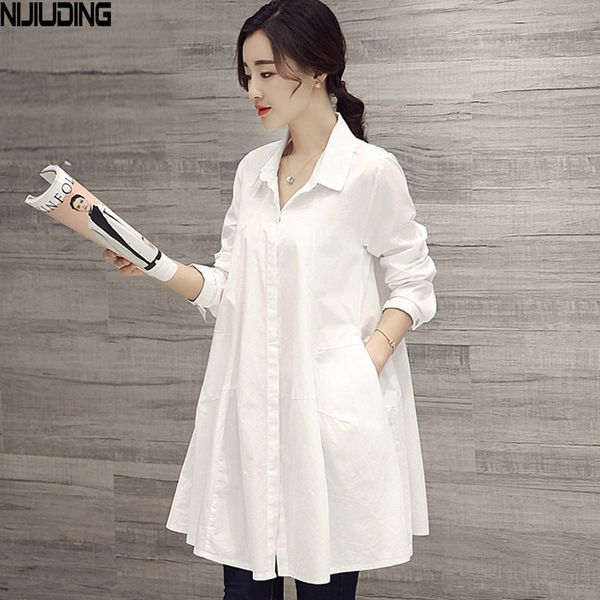 women autumn solid long sleeve shirts single breasted turn down collar large size loose mid-length blouses ladies 210514, White
women autumn solid long sleeve shirts single breasted turn down collar large size loose mid-length blouses ladies 210514, White