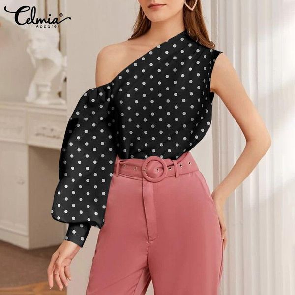 women's blouses & shirts women fashion one shoulder celmia casual lantern long sleeve streetwear blusas polka dot asymmetric shirt plus, White
women's blouses & shirts women fashion one shoulder celmia casual lantern long sleeve streetwear blusas polka dot asymmetric shirt plus, White
