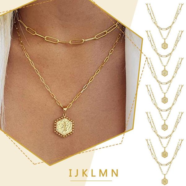 pendant necklaces i-n letters hexagon shape gold double layers paper clip necklace trendy fashion female cool hip hop jewelry 21629, Silver
pendant necklaces i-n letters hexagon shape gold double layers paper clip necklace trendy fashion female cool hip hop jewelry 21629, Silver
