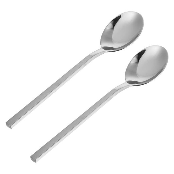 spoons 2 pcs safe stainless steel square handle long for desserts (silver) 
spoons 2 pcs safe stainless steel square handle long for desserts (silver)