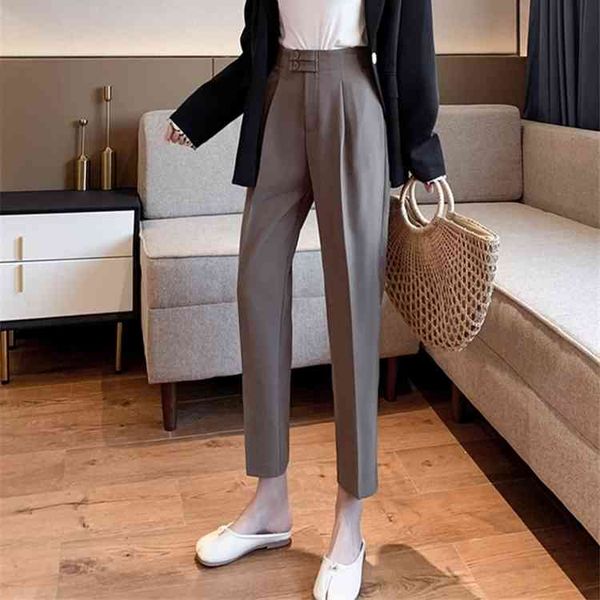 autumn winter casual solid high waist harem pants buuton flat ankle-length women 210513, Black;white
autumn winter casual solid high waist harem pants buuton flat ankle-length women 210513, Black;white