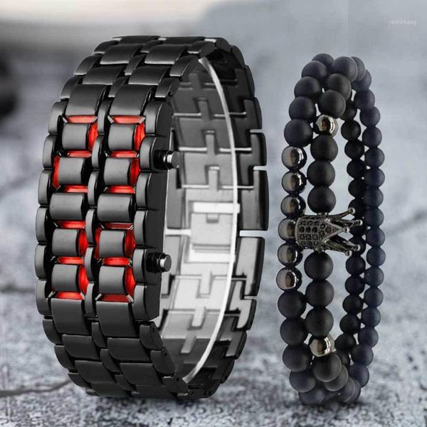 wristwatches trends in europe and america fashion led electronic men watch 2 pcs set red light bracelets relogio masculino, Slivery;brown
wristwatches trends in europe and america fashion led electronic men watch 2 pcs set red light bracelets relogio masculino, Slivery;brown