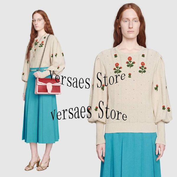women's sweaters 21 luxury design little red flower embroidery fashion lantern long sleeve sweater temperament versatile pullover, White;black
women's sweaters 21 luxury design little red flower embroidery fashion lantern long sleeve sweater temperament versatile pullover, White;black