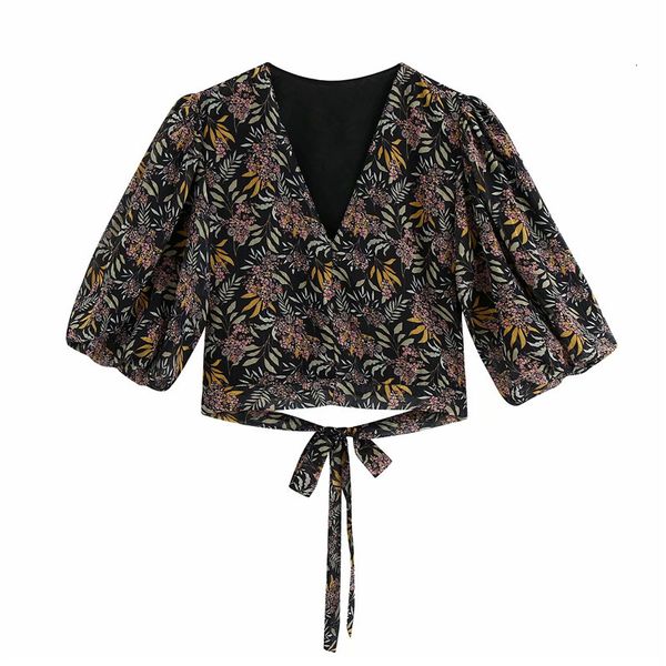 women's polos women summer fashion floral print za black short blouse female stylish puff sleeve lace up sashes waist femme s, White
women's polos women summer fashion floral print za black short blouse female stylish puff sleeve lace up sashes waist femme s, White