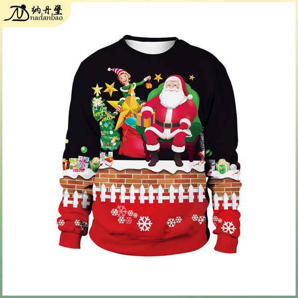 new cute deer santa claus birthday digital print pullover round neck christmas couple sweater, Black
new cute deer santa claus birthday digital print pullover round neck christmas couple sweater, Black