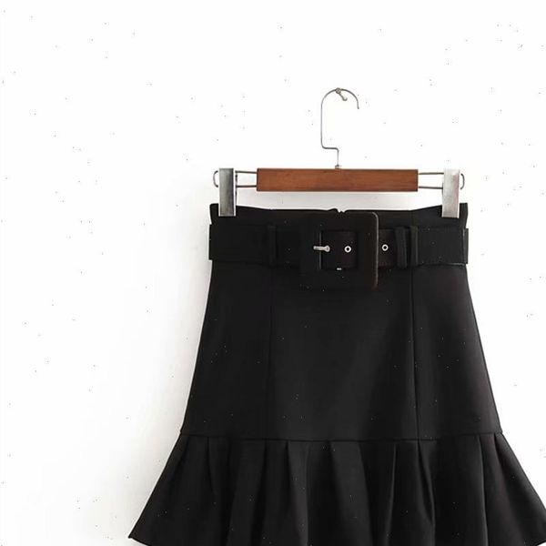 za womens skirt fall vintage high waist with belt pleated hem short small mini 0200423800, Black
za womens skirt fall vintage high waist with belt pleated hem short small mini 0200423800, Black