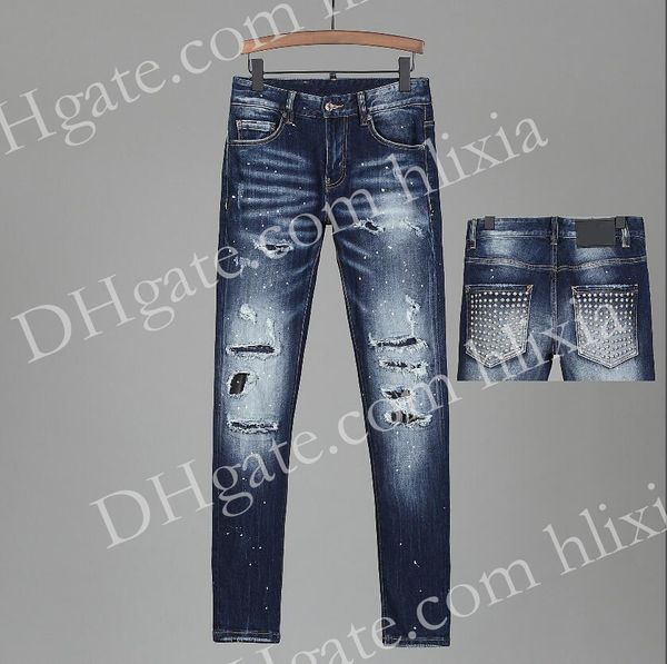 2021 mens rips stretch black jeans fashion slim fit washed motocycle denim pants panelled hip hop trousers h805 jeans, Blue
2021 mens rips stretch black jeans fashion slim fit washed motocycle denim pants panelled hip hop trousers h805 jeans, Blue