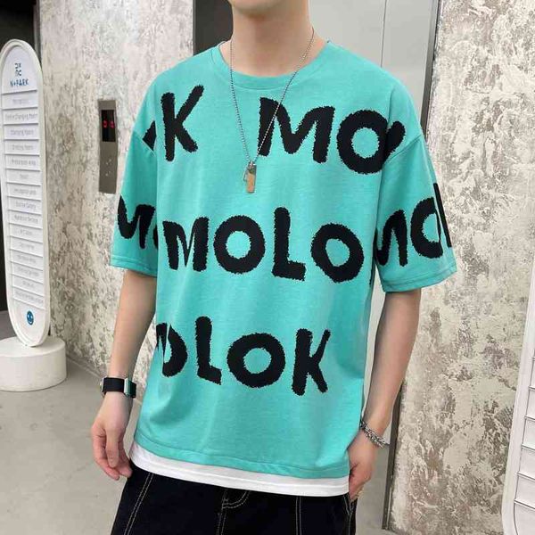 summer new men's round neck casual loose half letter manyinchao brand versatile short sleeve t-shirt, White;black
summer new men's round neck casual loose half letter manyinchao brand versatile short sleeve t-shirt, White;black