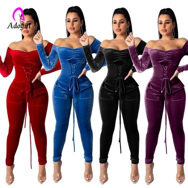 women's jumpsuits & rompers purple grommet lace up bandage velvet jumpsuit women slash neck off shoulder long sleeve pockets romper cas, Black;white
women's jumpsuits & rompers purple grommet lace up bandage velvet jumpsuit women slash neck off shoulder long sleeve pockets romper cas, Black;white