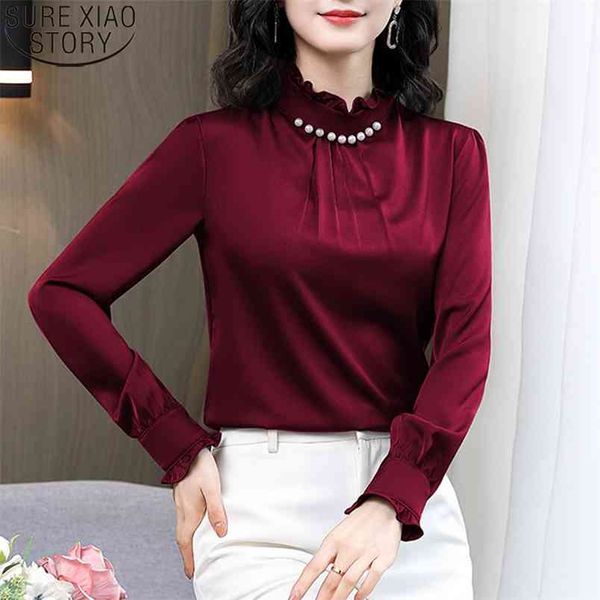 office lady women blosue stand collar shirts satin shirt long sleeve plus size silk blouses with beading 13044 210506, White
office lady women blosue stand collar shirts satin shirt long sleeve plus size silk blouses with beading 13044 210506, White