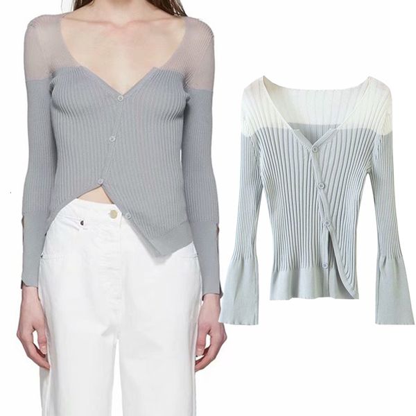 women's blouses & shirts new women autumn net yarn splicing v neck knitted sweater slim cardigan outerwear single breasted hollow, White
women's blouses & shirts new women autumn net yarn splicing v neck knitted sweater slim cardigan outerwear single breasted hollow, White