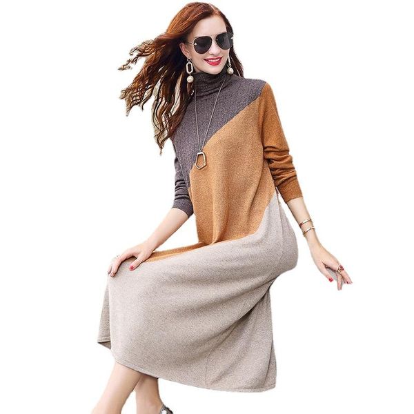 casual dresses autumn winter 2021 wool knitting dress women turtleneck long sleeve knee-length, Black;gray
casual dresses autumn winter 2021 wool knitting dress women turtleneck long sleeve knee-length, Black;gray