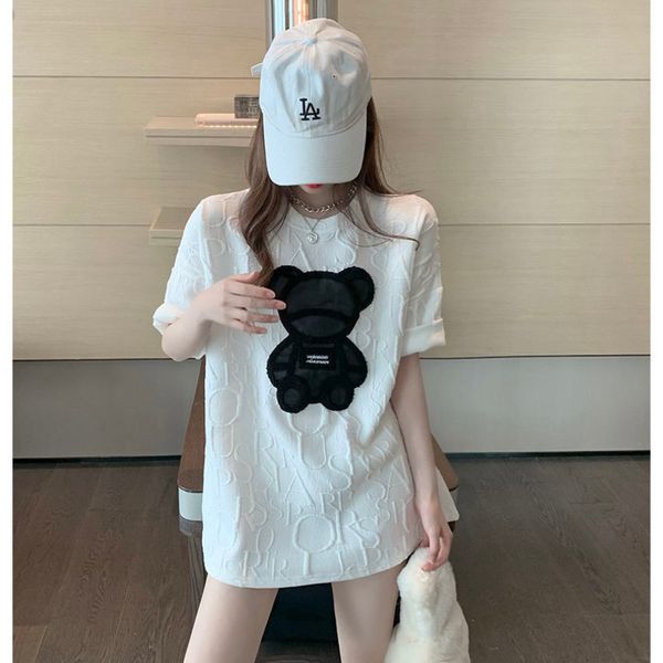 oversized t-shirt women graphic bear print tees harajuku short sleeve tees jacquard o-neck tee cusual loose tee shirt women 210422, White 
oversized t-shirt women graphic bear print tees harajuku short sleeve tees jacquard o-neck tee cusual loose tee shirt women 210422, White