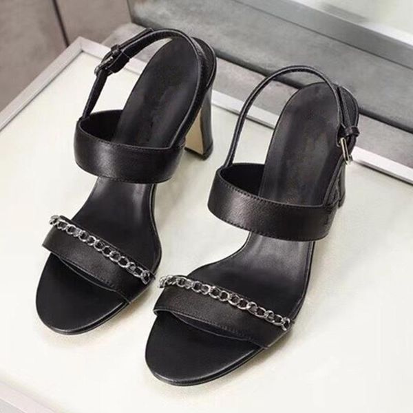 women sandals fashion mental chain singleback woemn high heels summer shoes buckle slides casual mujer 2021, Black
women sandals fashion mental chain singleback woemn high heels summer shoes buckle slides casual mujer 2021, Black