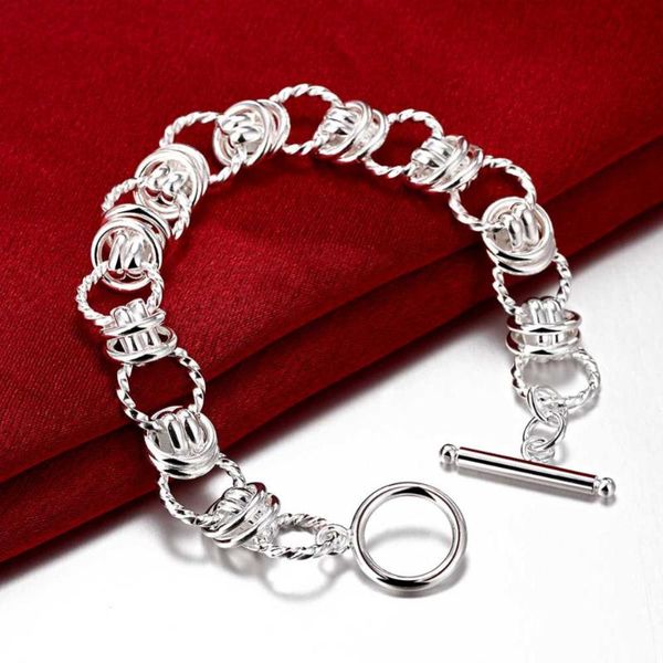 link, chain 925 silver bracelets retro circle classic for women men wedding party gifts fashion jewelry 20cm, Black
link, chain 925 silver bracelets retro circle classic for women men wedding party gifts fashion jewelry 20cm, Black