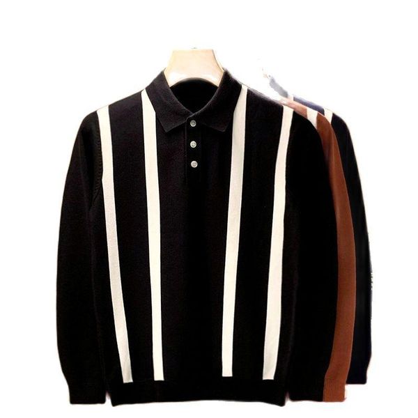 men's sweaters men 's pullover autumn classic retro gentleman lapel sweater youth luxury striped color matching slim knitted shirt, White;black
men's sweaters men 's pullover autumn classic retro gentleman lapel sweater youth luxury striped color matching slim knitted shirt, White;black