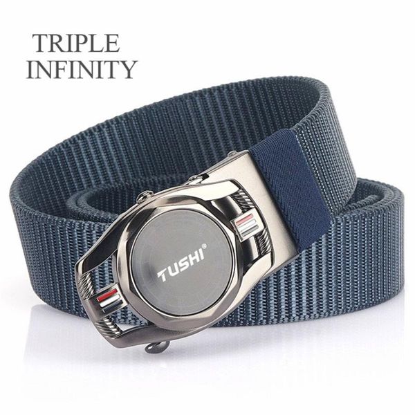 waist support triple infinity trend men's automatic buckle canvas belt outdoor casual nylon knit trousers sport tactical male belts, Black;gray
waist support triple infinity trend men's automatic buckle canvas belt outdoor casual nylon knit trousers sport tactical male belts, Black;gray