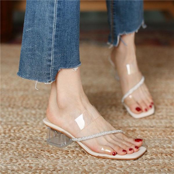 slippers summer high heels women shoes fashion transparent hollow breathable square toe female clear slides, Black
slippers summer high heels women shoes fashion transparent hollow breathable square toe female clear slides, Black