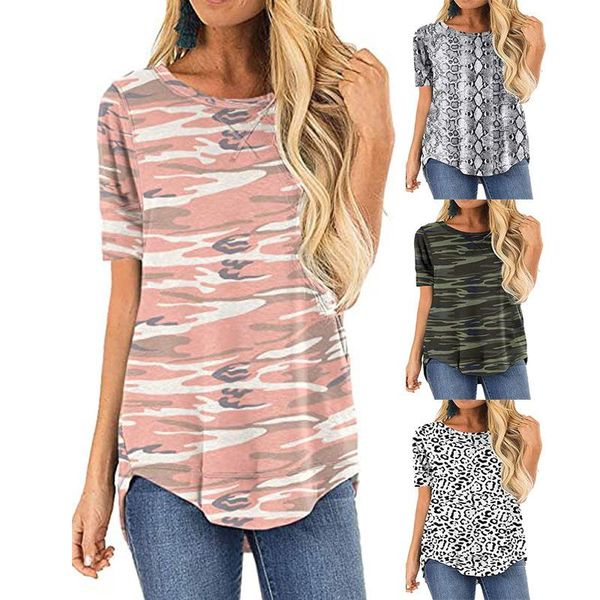 women's 2021 summer round neck loose printed short-sleeved t-shirt front short back long sweater, White
women's 2021 summer round neck loose printed short-sleeved t-shirt front short back long sweater, White