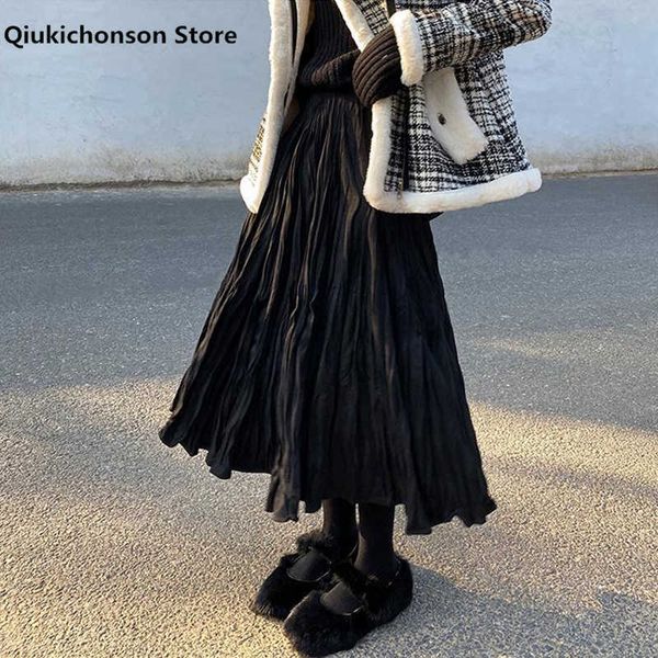 skirts autumn winter wrinkled black pleated skirt women korean style casual high waisted a-line long midi falda plisada umw7
skirts autumn winter wrinkled black pleated skirt women korean style casual high waisted a-line long midi falda plisada umw7