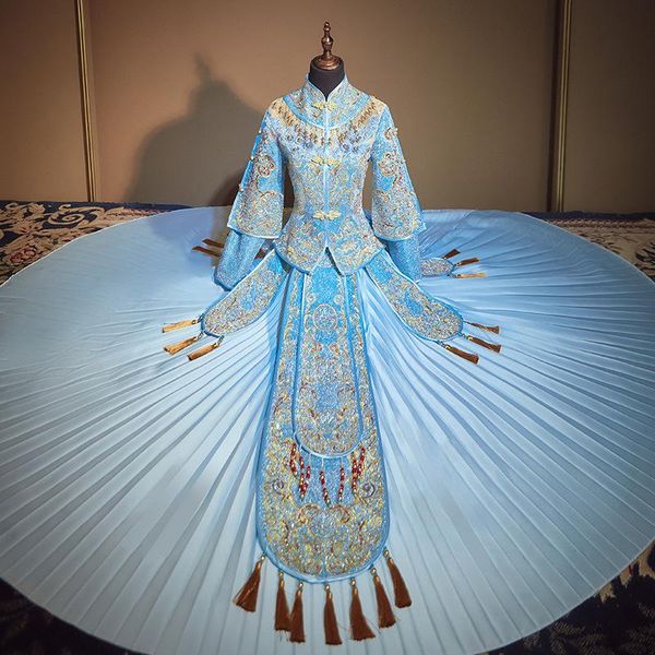 blue wedding bride chinese style dress cheongsam traditional long qipao embroidery women's marry clothes xs - 3xl ethnic clothing, Red
blue wedding bride chinese style dress cheongsam traditional long qipao embroidery women's marry clothes xs - 3xl ethnic clothing, Red