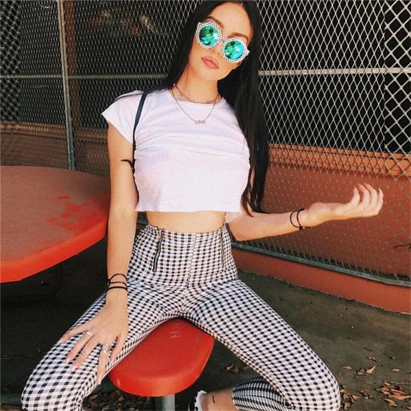 women high waist plaid skinny zipper trousers ladies casual slim fit pencil pants fashion denim jegging pant women's & capris, Black;white
women high waist plaid skinny zipper trousers ladies casual slim fit pencil pants fashion denim jegging pant women's & capris, Black;white