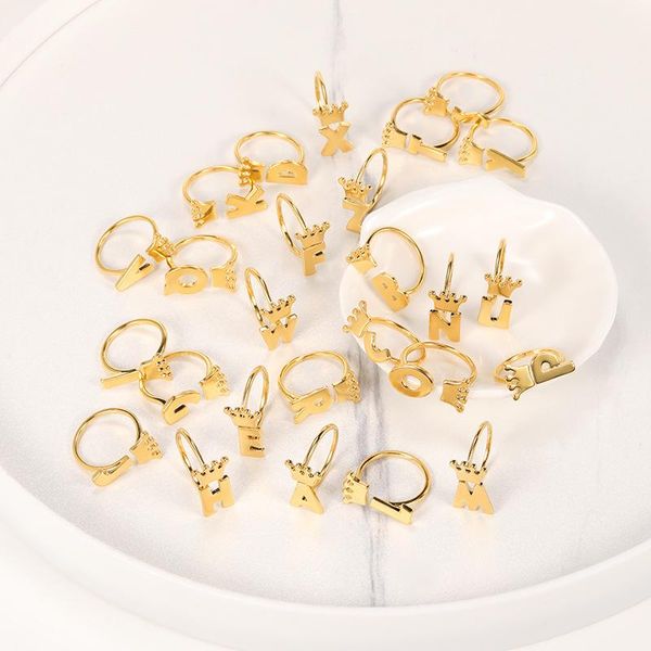 wedding rings crown letter a-z adjustable for women stainless steel gold figaro chain opening ring men party christmas jewelry gift, Slivery;golden
wedding rings crown letter a-z adjustable for women stainless steel gold figaro chain opening ring men party christmas jewelry gift, Slivery;golden