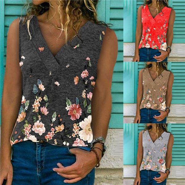 women's t-shirt sleeveless summer casual women flower print fashion street v-neck tee female loose t-shirts 2xl, White
women's t-shirt sleeveless summer casual women flower print fashion street v-neck tee female loose t-shirts 2xl, White