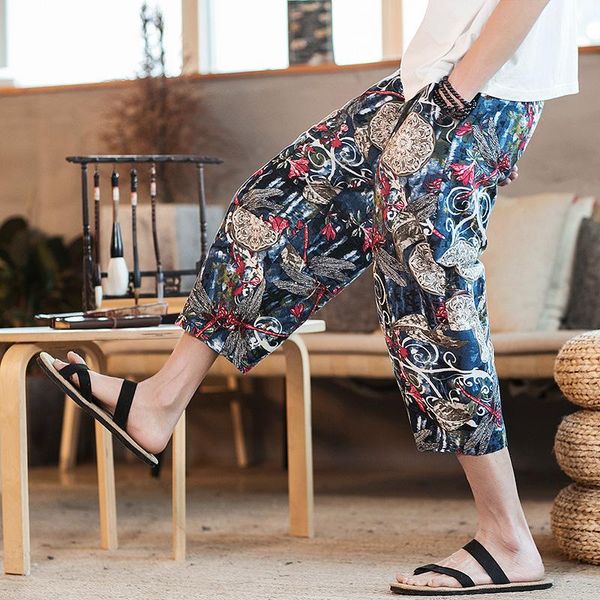 men's pants #0686 summer casual vintage cotton linen men printed floral big size trousers loose harem mens joggers streetwear 5xl, Black
men's pants #0686 summer casual vintage cotton linen men printed floral big size trousers loose harem mens joggers streetwear 5xl, Black