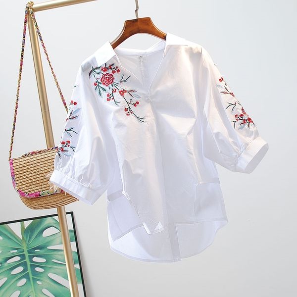 vanovich women's blouses and summer v-neck embroidery wild cotton temperament casual women clothing 210615, White
vanovich women's blouses and summer v-neck embroidery wild cotton temperament casual women clothing 210615, White