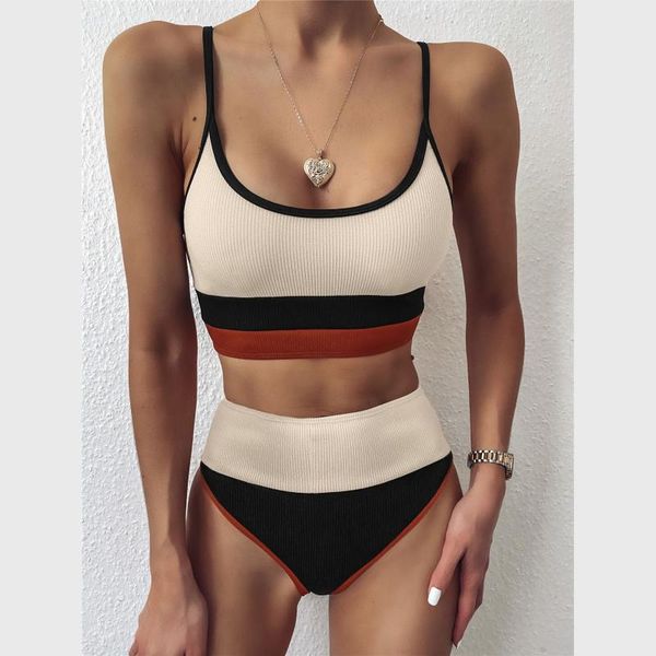 women's swimwear 2021 women swimsuit stripe stitching high waist bikini separate beach bathing suits push up 2 piece sets bikinis, White;black
women's swimwear 2021 women swimsuit stripe stitching high waist bikini separate beach bathing suits push up 2 piece sets bikinis, White;black