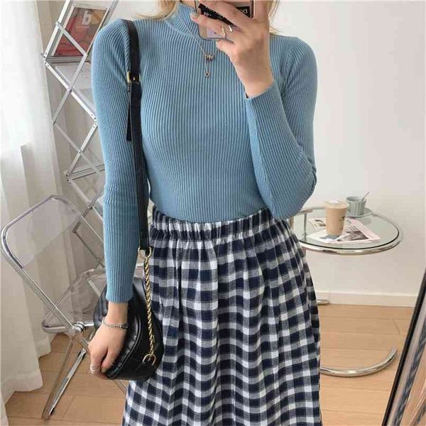 korean basic high elastic slim solid color turtleneck knitted bottom sweaters for women autumn winter pullovers jumper 210508, White;black
korean basic high elastic slim solid color turtleneck knitted bottom sweaters for women autumn winter pullovers jumper 210508, White;black