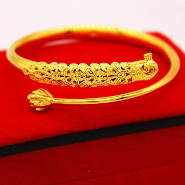 bangle fine jewelry 24k gold bracelet for women ethnic style charms filigree peacock, Black
bangle fine jewelry 24k gold bracelet for women ethnic style charms filigree peacock, Black