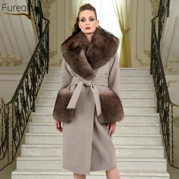 women's fur & faux furealux autumn winter real wool coat with natural collar pocket fashion clothing lace, Black
women's fur & faux furealux autumn winter real wool coat with natural collar pocket fashion clothing lace, Black