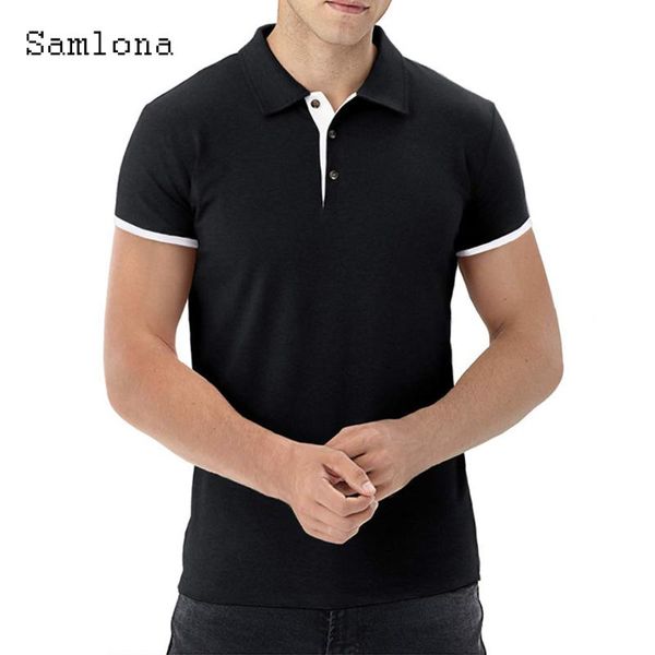 men's polos samlona 2021 patchwork buttons summer streetwear casual pullovers short sleeve t-shirt men tees shirt mens clothing, White;black
men's polos samlona 2021 patchwork buttons summer streetwear casual pullovers short sleeve t-shirt men tees shirt mens clothing, White;black