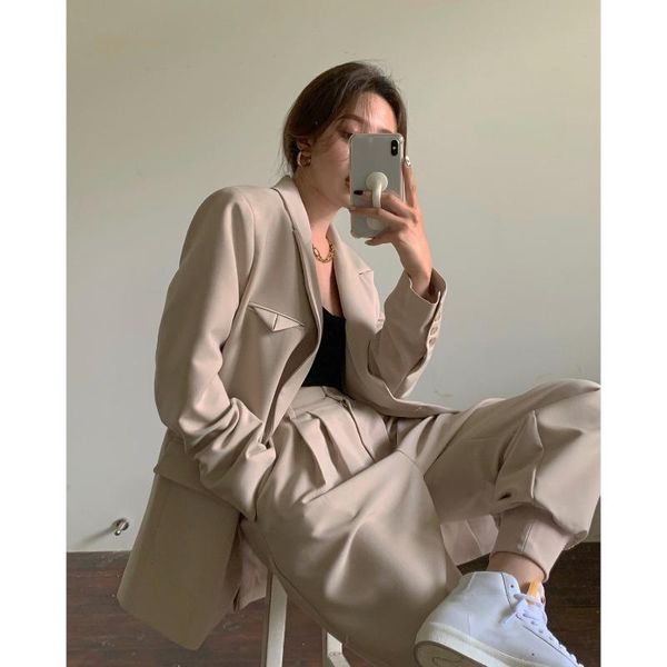 blazer jacket suits british style loose mid-length casual suit women's spring autumn thin section 2021 women pants sets two piece, White
blazer jacket suits british style loose mid-length casual suit women's spring autumn thin section 2021 women pants sets two piece, White