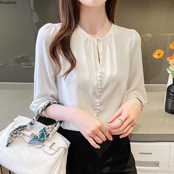 women's blouses & shirts houthion blouse chiffon 3/4 sleeve o-collar shirt korean casual fashion 2021 solid color ship immediately, White
women's blouses & shirts houthion blouse chiffon 3/4 sleeve o-collar shirt korean casual fashion 2021 solid color ship immediately, White