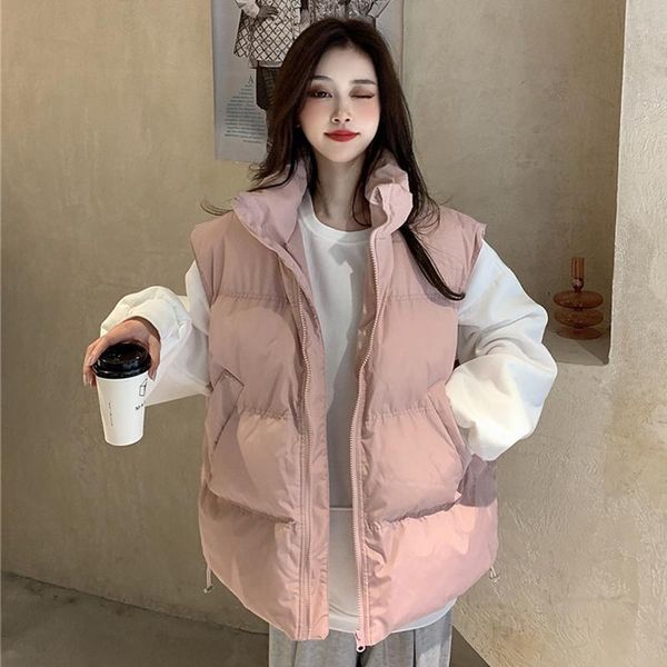 women's vests 2021 autumn warm elegant waistcoat women pink solid student tanks sleeveless simple loose jacket korean fashion lady outw, Black;white
women's vests 2021 autumn warm elegant waistcoat women pink solid student tanks sleeveless simple loose jacket korean fashion lady outw, Black;white