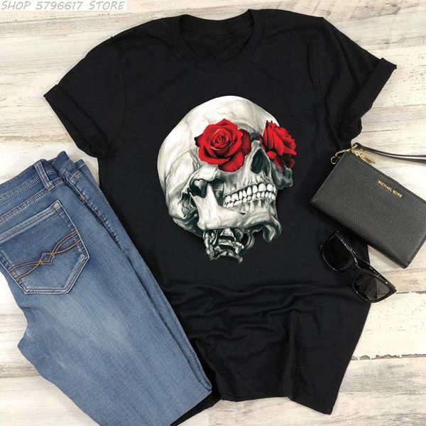 women's t-shirt rose eye skull colored print funny women gothic hipster rock music tshirt aesthetic mexican halloween tees, White
women's t-shirt rose eye skull colored print funny women gothic hipster rock music tshirt aesthetic mexican halloween tees, White