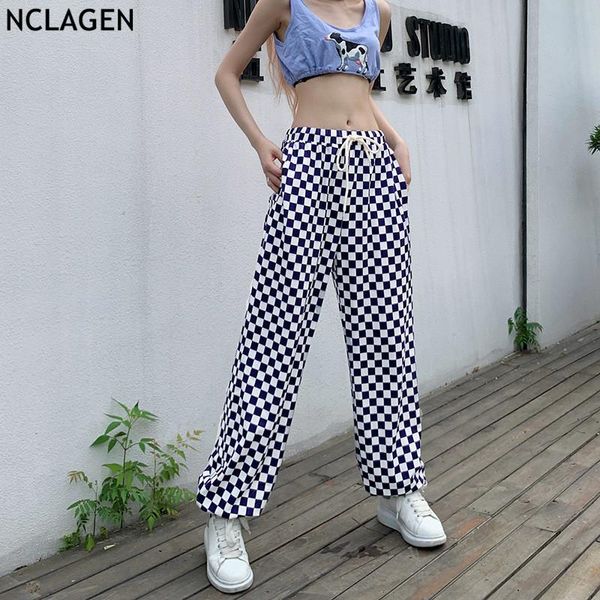 women's pants & capris nclagen women fashion checkboard plaid loose casual trousers drawstring sweatpants female vintage harajuku sudad, Black;white
women's pants & capris nclagen women fashion checkboard plaid loose casual trousers drawstring sweatpants female vintage harajuku sudad, Black;white
