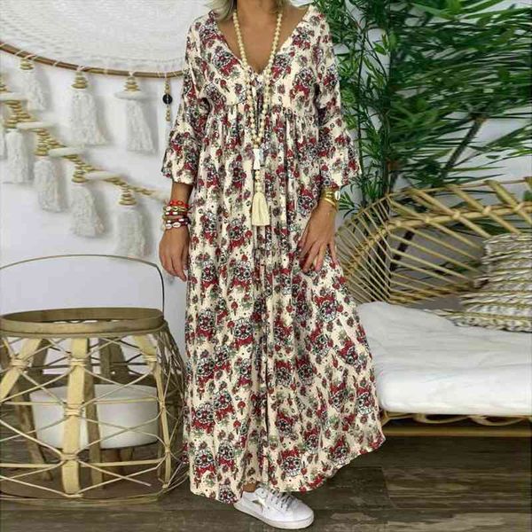 fashion loose floral print long womens dress maxi bohemian plus size sleeve v neck ankle length, Black;gray
fashion loose floral print long womens dress maxi bohemian plus size sleeve v neck ankle length, Black;gray