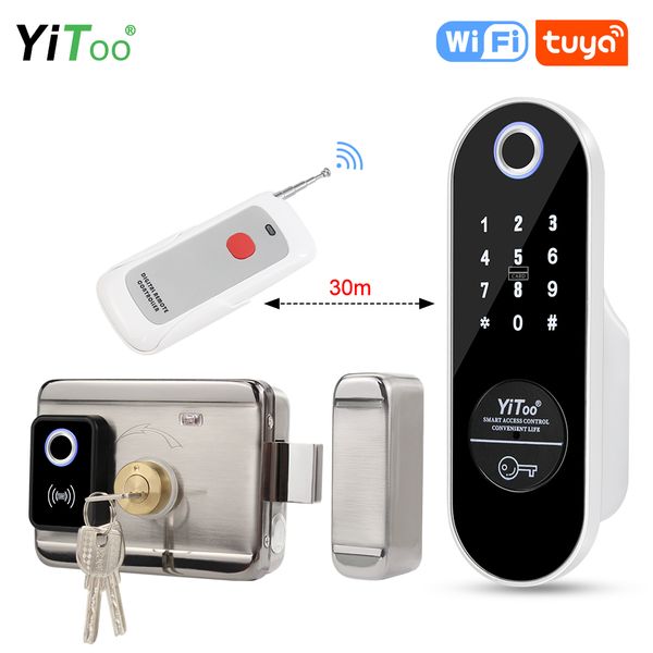 yitoo wifi fingerprint lock smart electronic door lock tuya app remotely rfid card suitable for wooden iron stainless steel door
yitoo wifi fingerprint lock smart electronic door lock tuya app remotely rfid card suitable for wooden iron stainless steel door