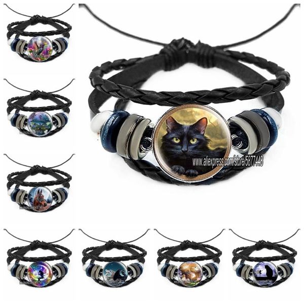 charm bracelets black cat leather horse butterfly multi layers weave handmade punk for unisex, Golden;silver
charm bracelets black cat leather horse butterfly multi layers weave handmade punk for unisex, Golden;silver
