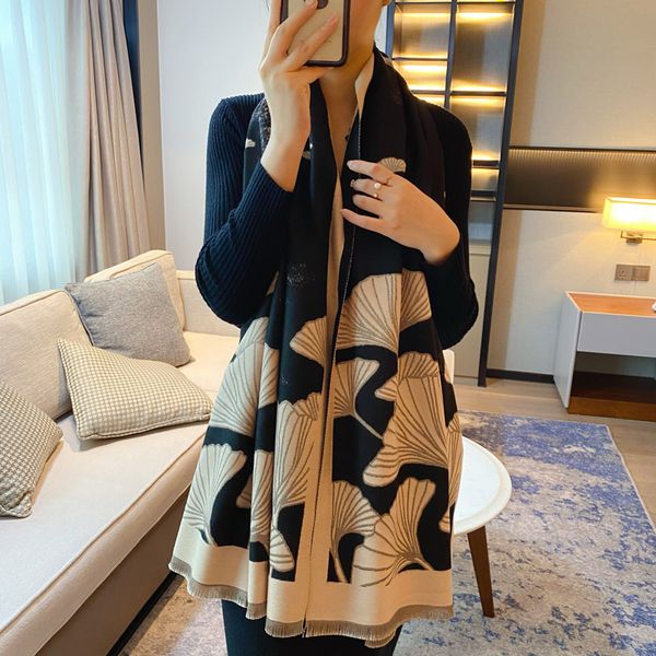 tippet muffler scarf ginkgo leaf flower cashmere scarf for women in autumn and winter warm fashion double-sided shawl bib, Blue;gray
tippet muffler scarf ginkgo leaf flower cashmere scarf for women in autumn and winter warm fashion double-sided shawl bib, Blue;gray