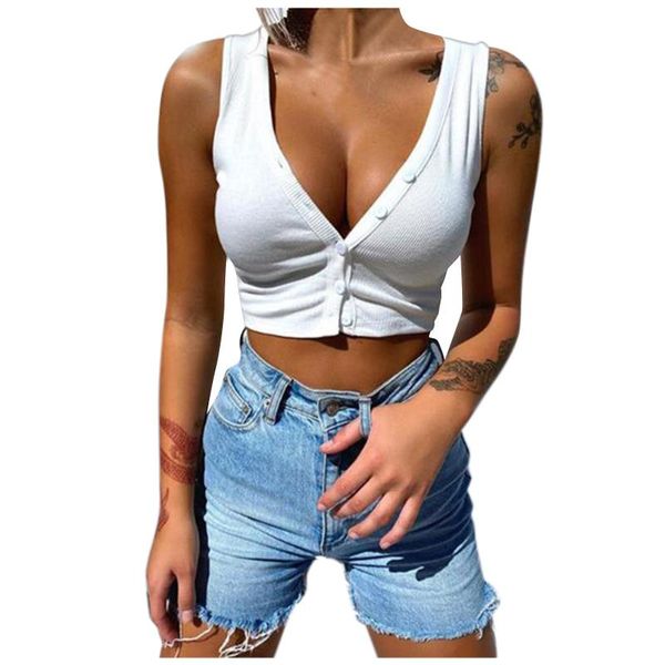 summer woman tshirts sleeveless french skinny knitted short casual women solid tees v-neck button crop women's t-shirt, White
summer woman tshirts sleeveless french skinny knitted short casual women solid tees v-neck button crop women's t-shirt, White