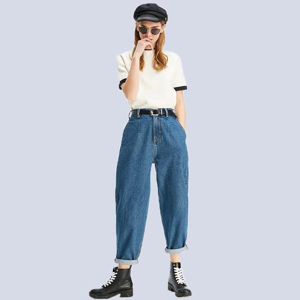 women's spring large size loose jeans lady casual and comfortable thin denim carrot pants, Blue
women's spring large size loose jeans lady casual and comfortable thin denim carrot pants, Blue